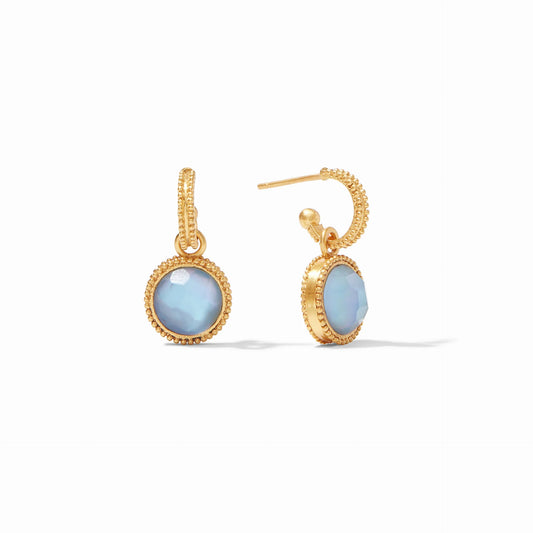 Julie Vos- Fleur-de-Lis Hoop & Charm Earring - Iridescent Chalcedony Blue - Findlay Rowe Designs