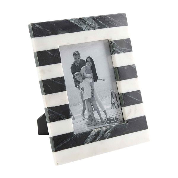 Clearance - Mud Pie - 5x7 Frame - Marble Black White Stripe