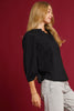 Top - Luxeknit Ruffle Neck Puff Sleeves - Black - Findlay Rowe Designs