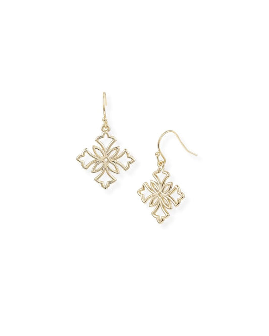 Natalie Wood Designs - Earrings - Mini Heirloom Cross Drop - Gold