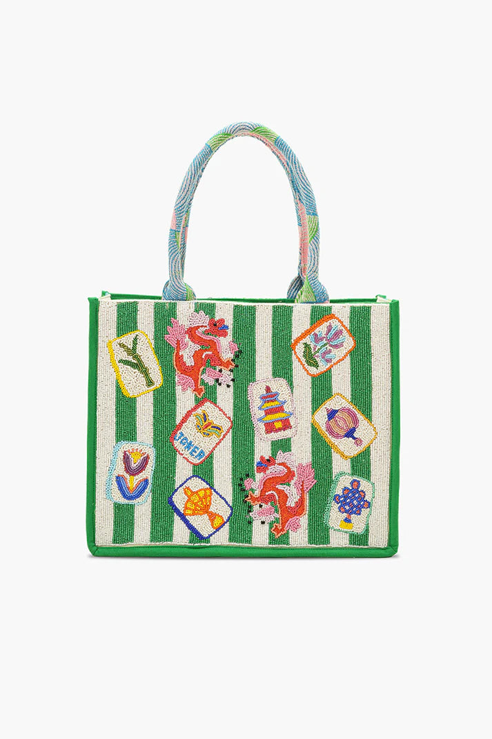 America and Beyond - Beaded Large Book Tote - Mahjong Muse