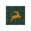 Caspari - Cocktail Napkins - Reindeer Tartan Green