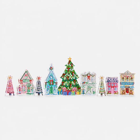 Lauren Dunn - Acrylic Art - Christmas Village - 9 pc set - Findlay Rowe Designs