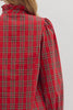 Top - Long Sleeve Plaid Ruffle - Red
