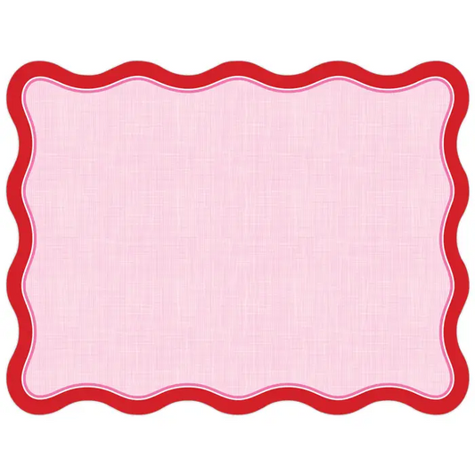Rosanne Beck - Die-Cut Placemat- Light Pink Linen Red - Findlay Rowe Designs