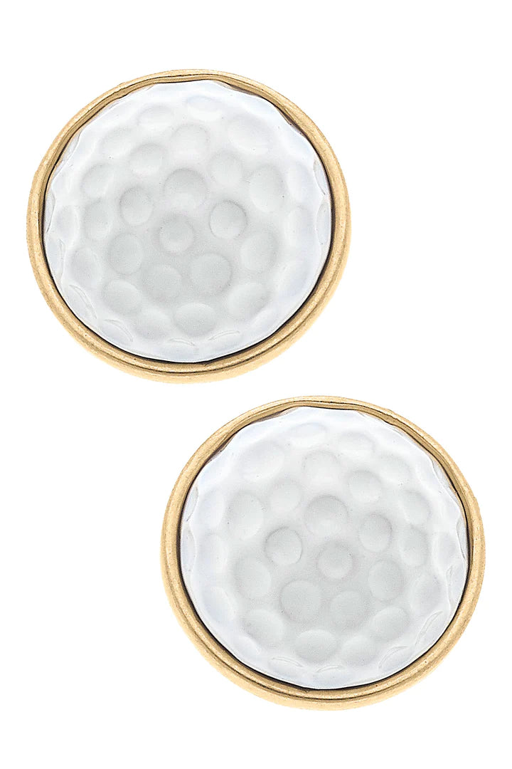 Flynn Golf Ball Stud Earrings in White - Findlay Rowe Designs