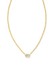 Kendra Scott- Fern Crystal Short Pendant Necklace Gold White Crystal