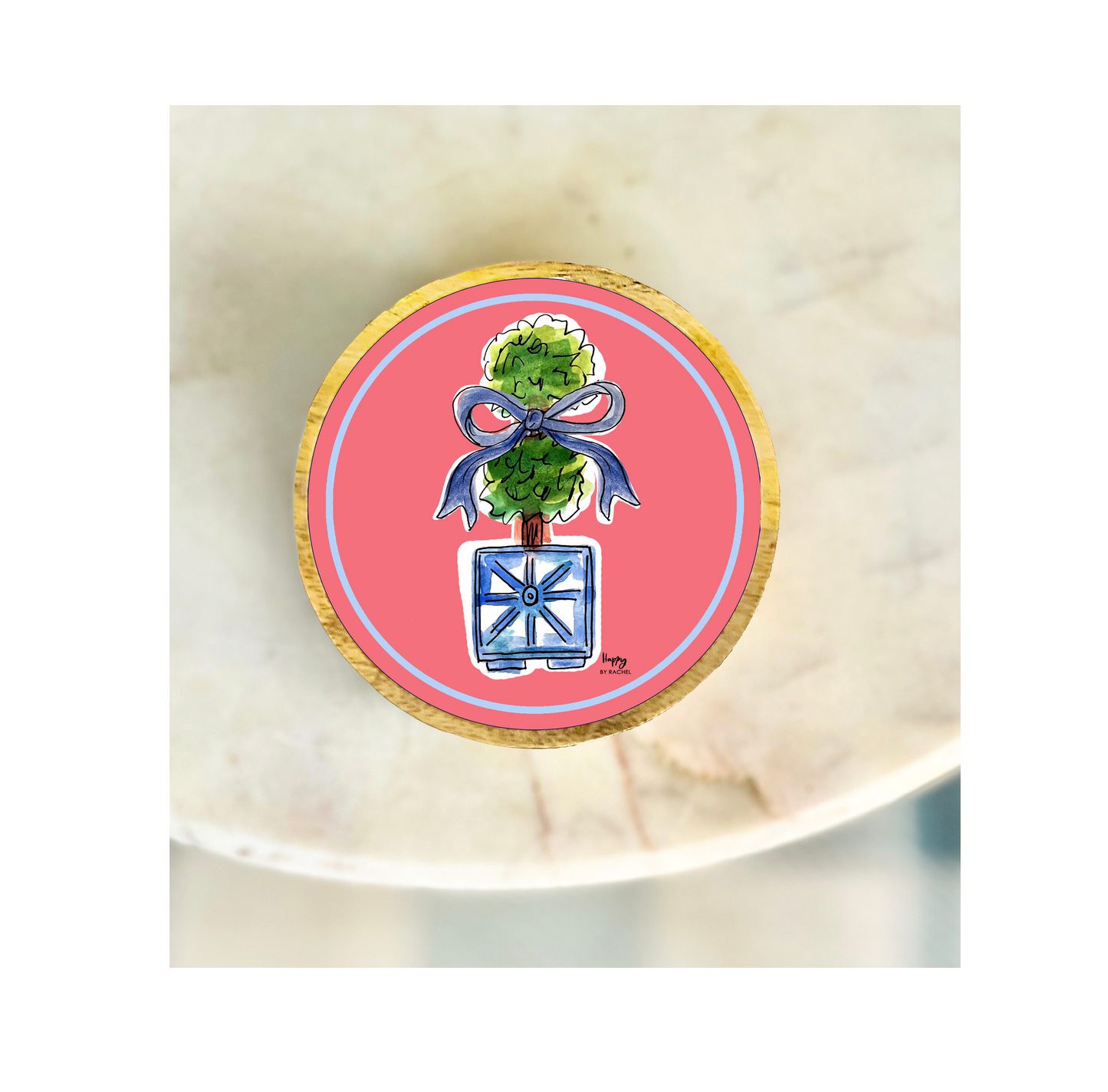 Happy by Rachel - Small Wood and Enamel Tray - Topiary - Findlay Rowe Designs