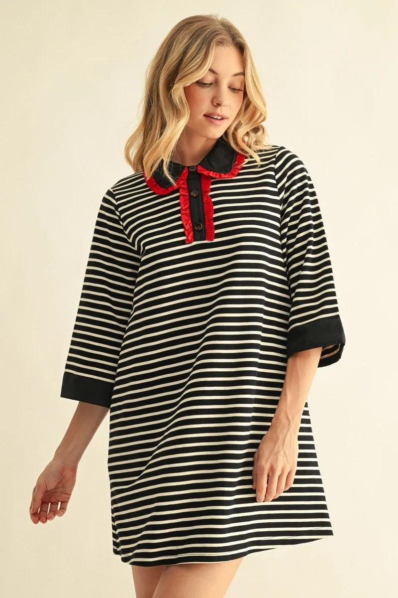 Jodifl - Dress - Collared Mini - Red and Black - Findlay Rowe Designs