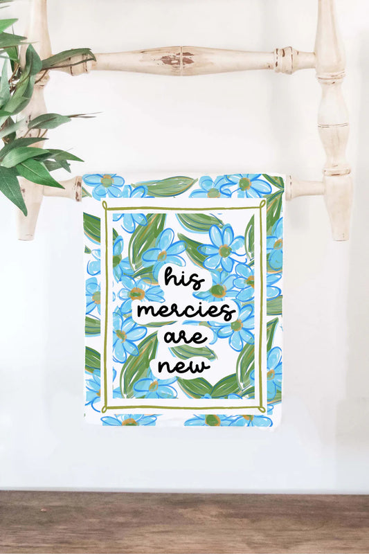 Happy by Rachel - Tea Towel - Blue Floral - His Mercies - Findlay Rowe Designs