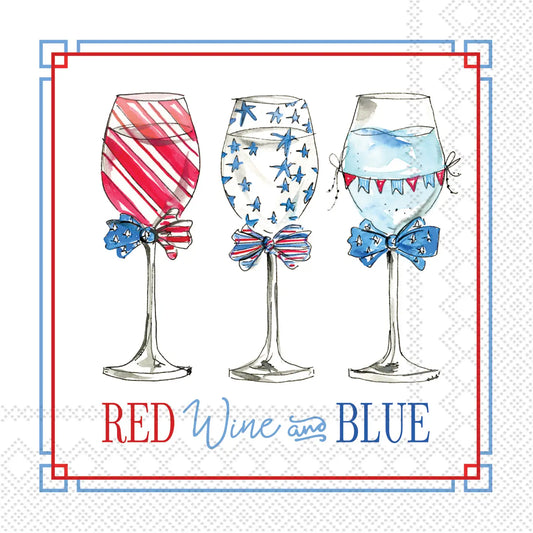 Rosanne Beck - Cocktail Napkin - Patriotic Wine - Findlay Rowe Designs