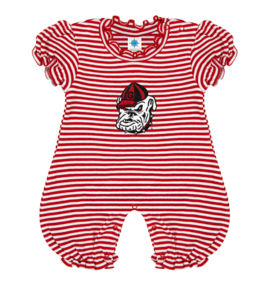Creative Knitwear - Baby - Stripe Puff Sleeve Romper - UGA - Newborn - Findlay Rowe Designs