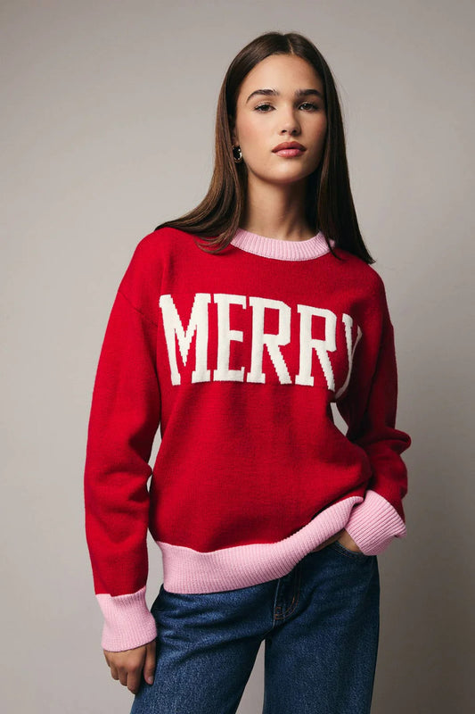 Sweater - MERRY - Red Pink
