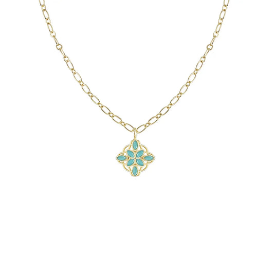 Natalie Wood - Necklace - Bloom Drop Necklace - Aqua - Findlay Rowe Designs