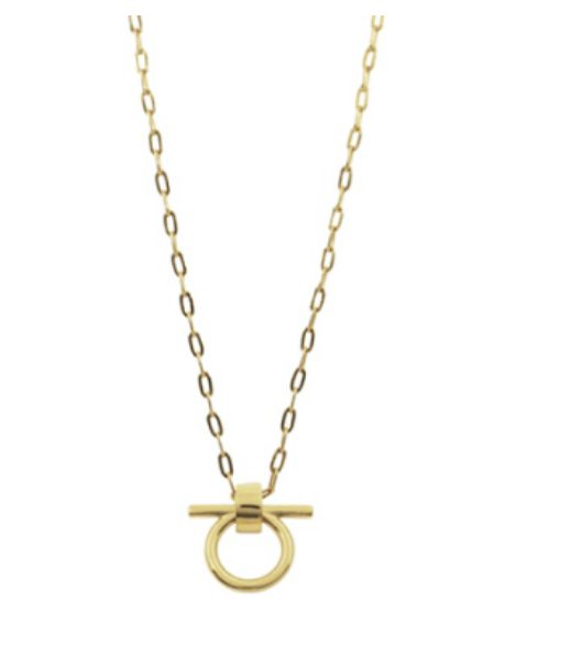 CXC- Brass Gold Plated Small Circle Bar Necklace