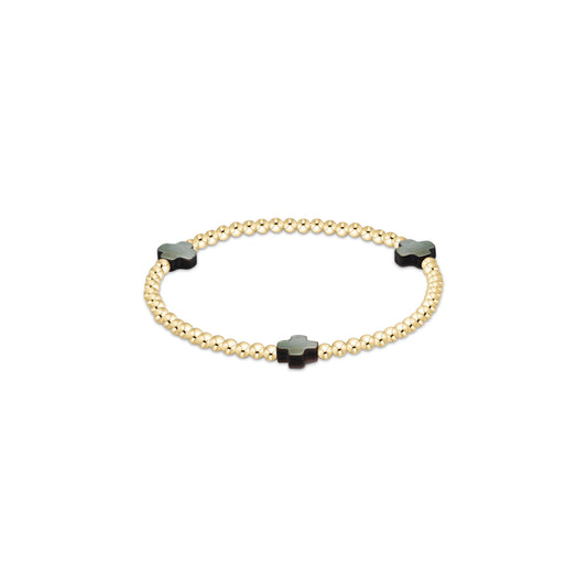 Enewton - Extends - Signature Cross 3mm Gold Bracelet - Mother Of Pearl - Black Tahitian - Findlay Rowe Designs