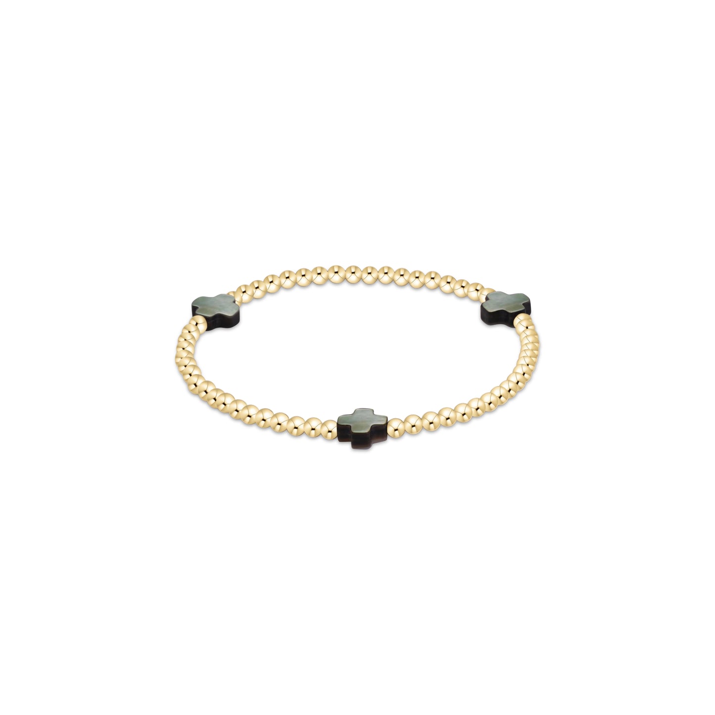 Enewton - Extends - Signature Cross 3mm Gold Bracelet - Mother Of Pearl - Black Tahitian