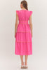 Entro - Dress - Midi Cap Sleeve Tiered Scallop Trim - Hot Pink - Findlay Rowe Designs