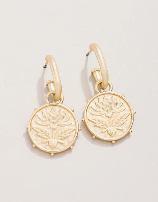 Spartina - Earrings - Gold Lotus Drop Hoop - Findlay Rowe Designs