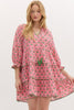 Dress - Pink Tiered Print - Scallop Trim Inset - Findlay Rowe Designs