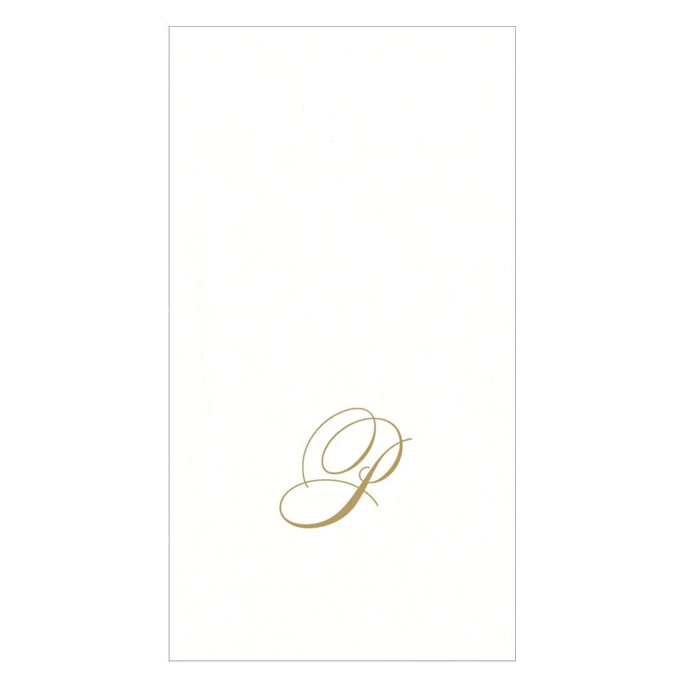 Caspari - Guest Towel Napkin - White Pearl-Paper Linen Napkin - Monogram - Findlay Rowe Designs