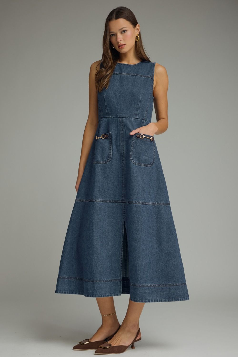 Entro - Dress - Midi Sleeveless - Denim - Findlay Rowe Designs