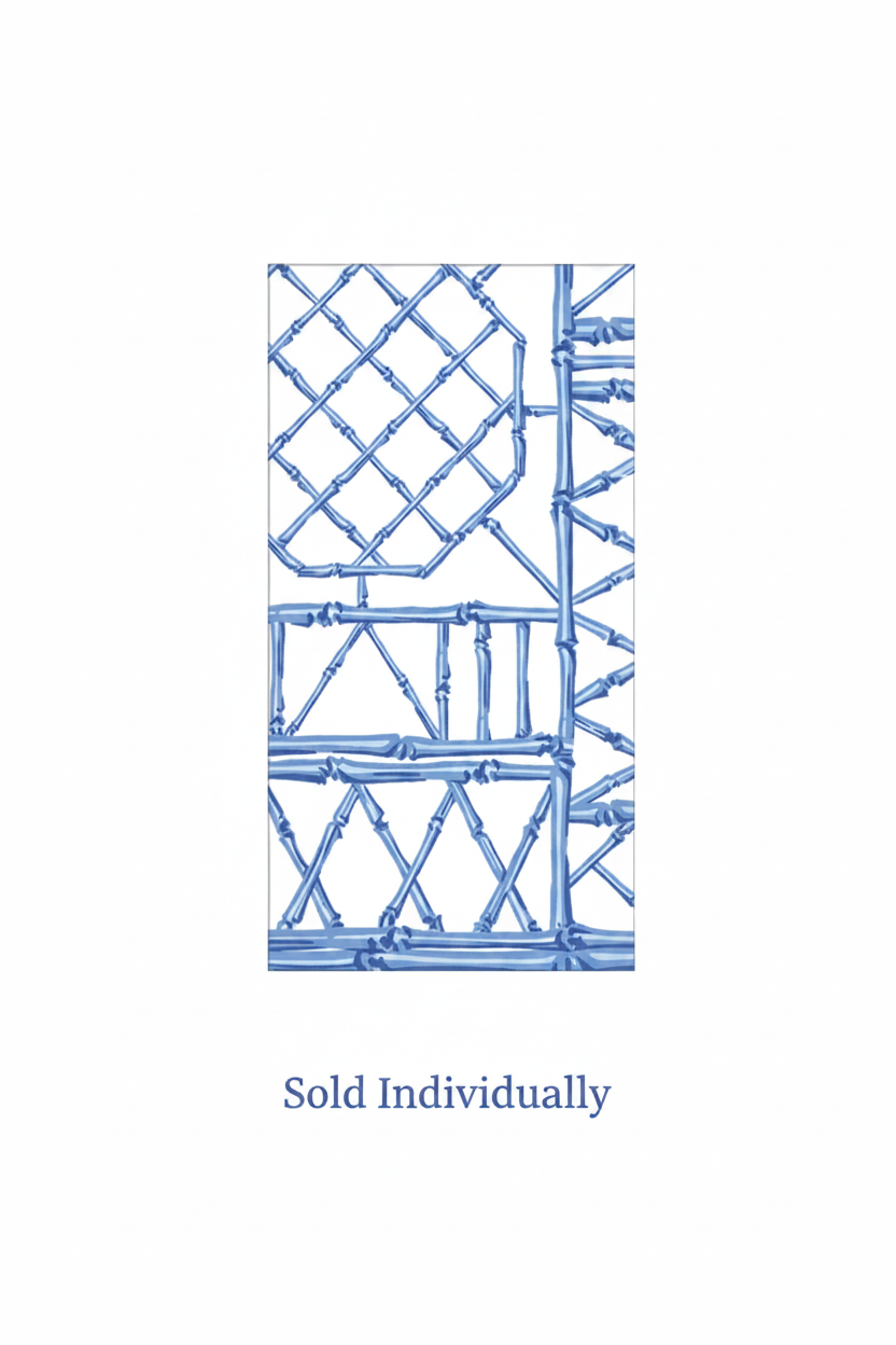 Caspari - Cloth Napkin - Bamboo Screen - China Blue - Findlay Rowe Designs