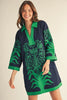 Jodifil - Dress - Mini 3/4 Sleeves Baroque Floral - Navy Green - Findlay Rowe Designs