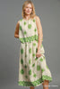 Dress - Borderprint Double Layered Midi - Green - Findlay Rowe Designs