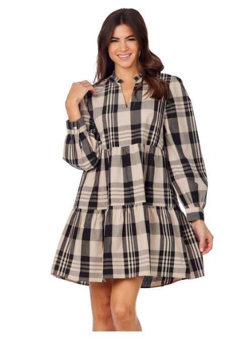 Dress - Shannon Tan Plaid - Findlay Rowe Designs
