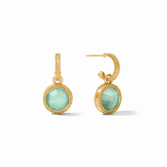 Julie Vos - Fleur-de-Lis Hoop & Charm Earring - Iridescent Aquamarine Blue - Findlay Rowe Designs