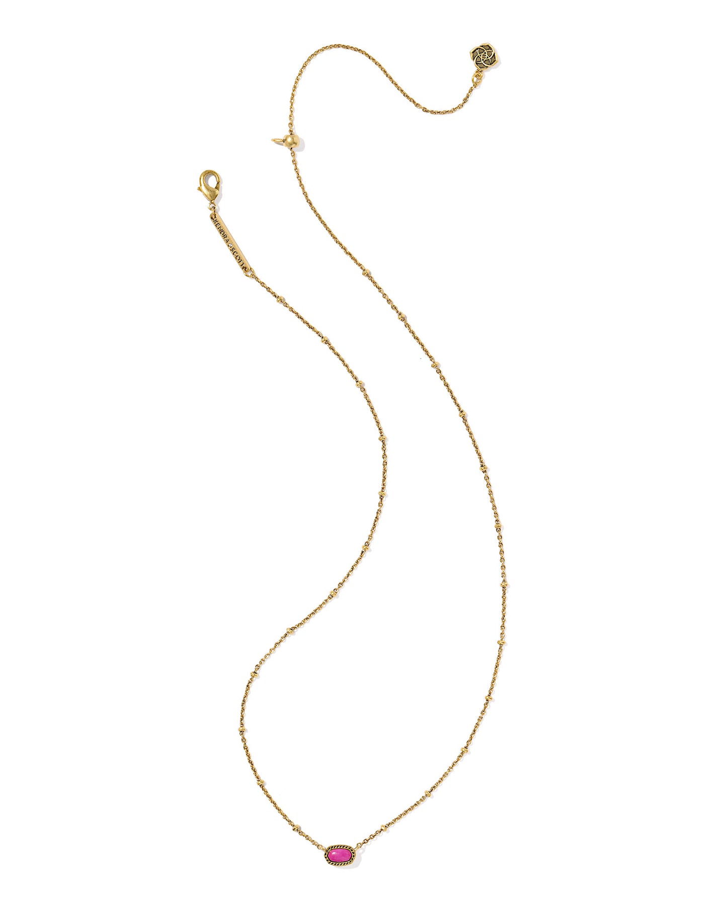 Kendra Scott - Necklace - Mini Elisa Satellite Pendant - Vintage Gold Dark Fuchsia Variegated Magnesite - Findlay Rowe Designs
