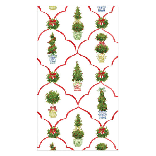 Caspari - Guest Towel Napkins - Petit Jardin De Noel