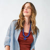 Ink & Alloy - Necklace - Large Emery Heart Charm - Navy
