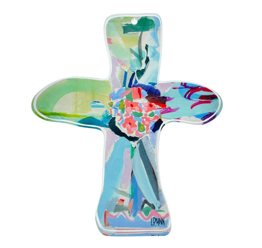 Lauren Dunn - Acrylic Art - Everlasting Love Cross - Blue - Findlay Rowe Designs