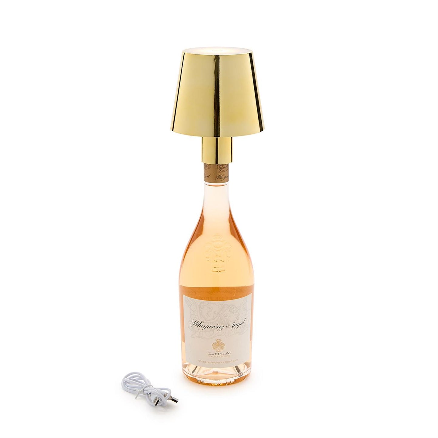LED Cordless Bottle Lamp  with Lampshade - Gold