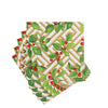 Caspari - Cocktail Napkins - Holly and Fretwork White