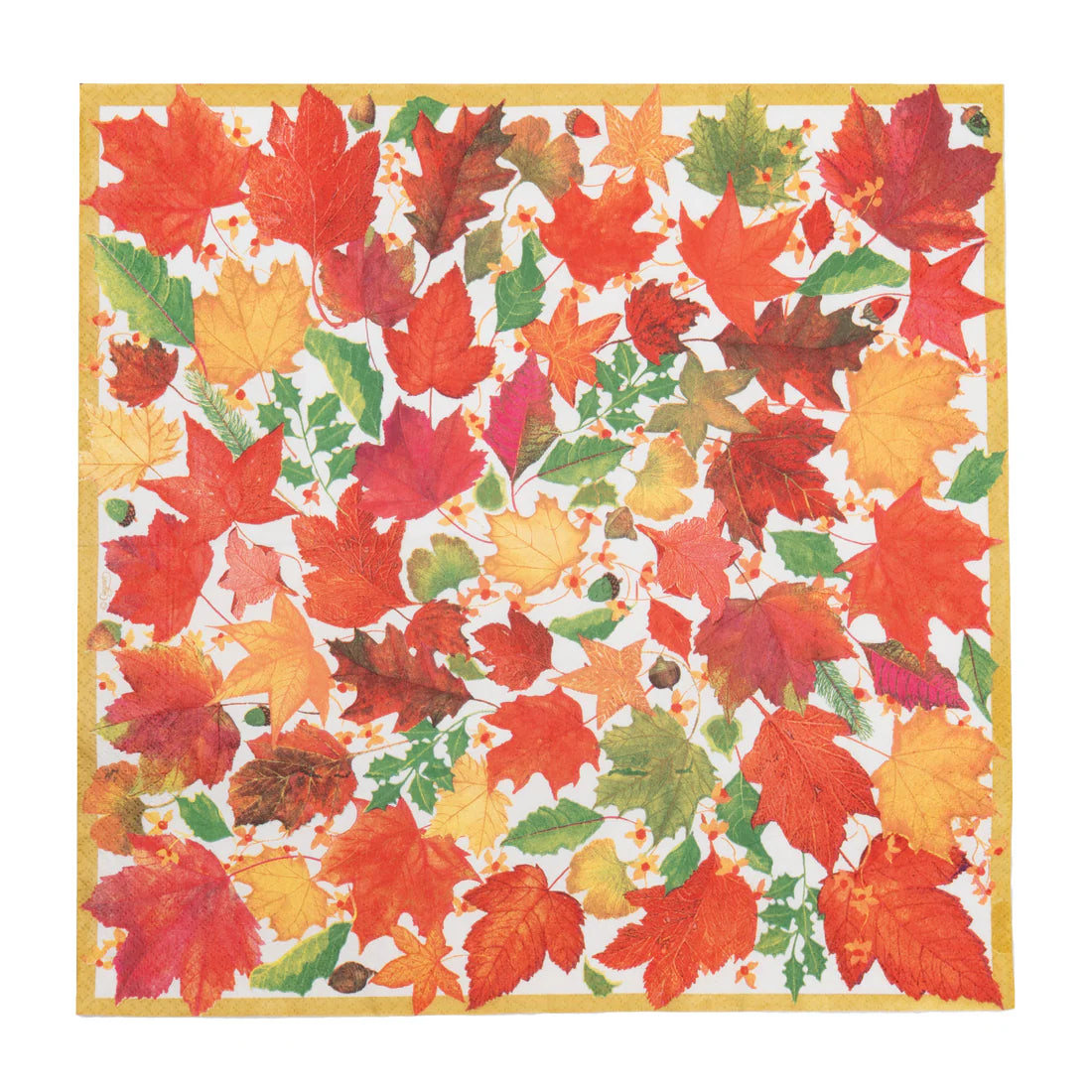 Caspari - Luncheon Napkins - Swirling Leaves White