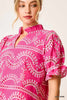 Umgee - Top - Embroidered Puff Sleeve Blouse - Off White Blue