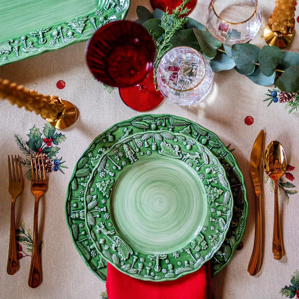 Vietri - Fiabe Di Natale - Dinner Plate - Green - Findlay Rowe Designs