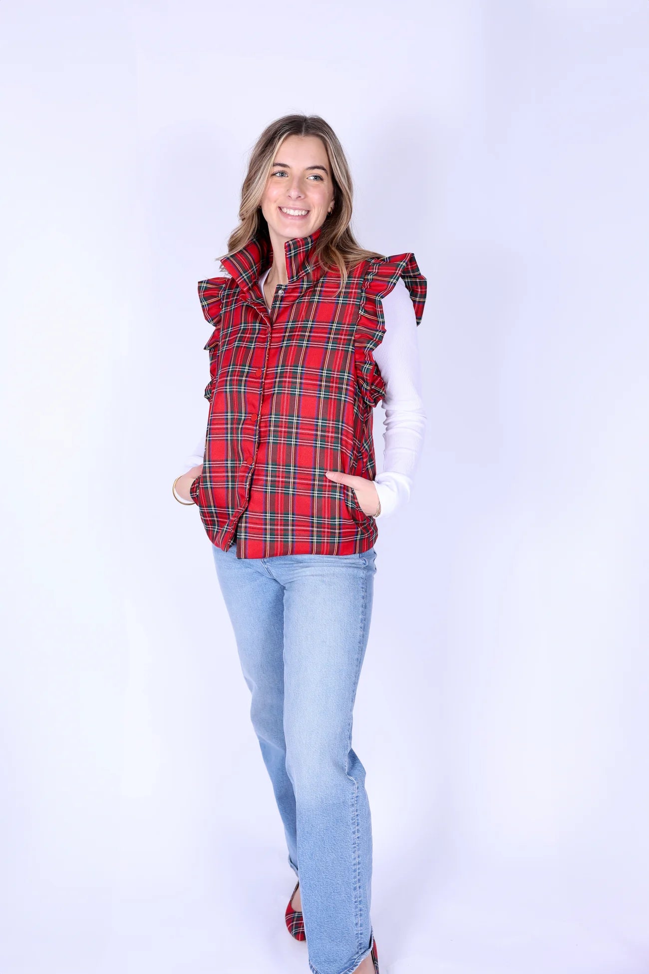 Scottie Vest - Red Plaid