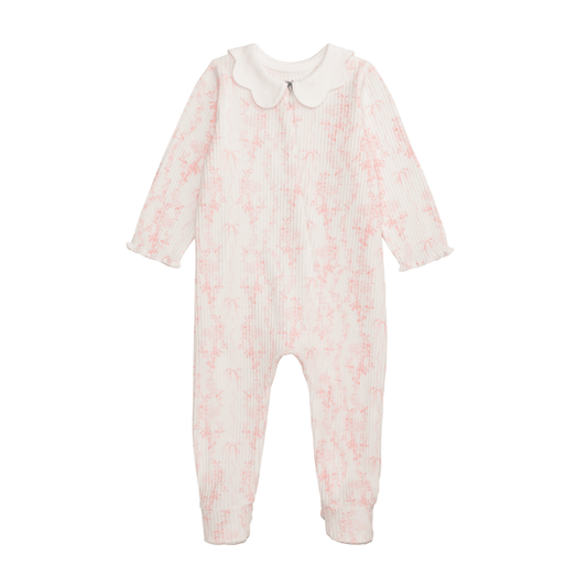 Mud Pie - Baby - Sleeper - Scallop Floral - White Pink