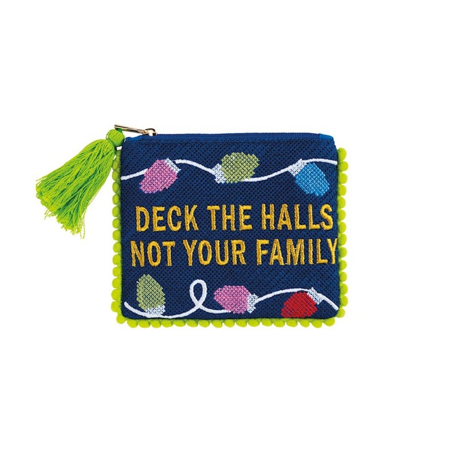 Mud Pie - Pouch - Christmas Embroidered Snarky - Pom Poms - Findlay Rowe Designs