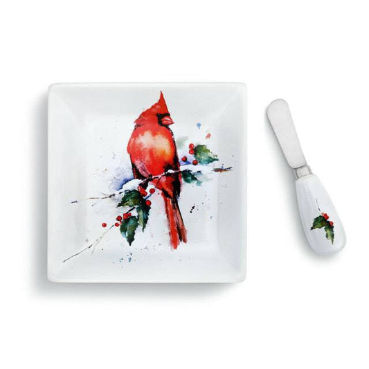 CARDINAL & HOLLY PLATE AND SPREADER SET - Findlay Rowe Designs