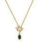 Kendra Scott - Necklace - Mini Elisa Toggle Short Pendant - Gold Green Tigers Eye