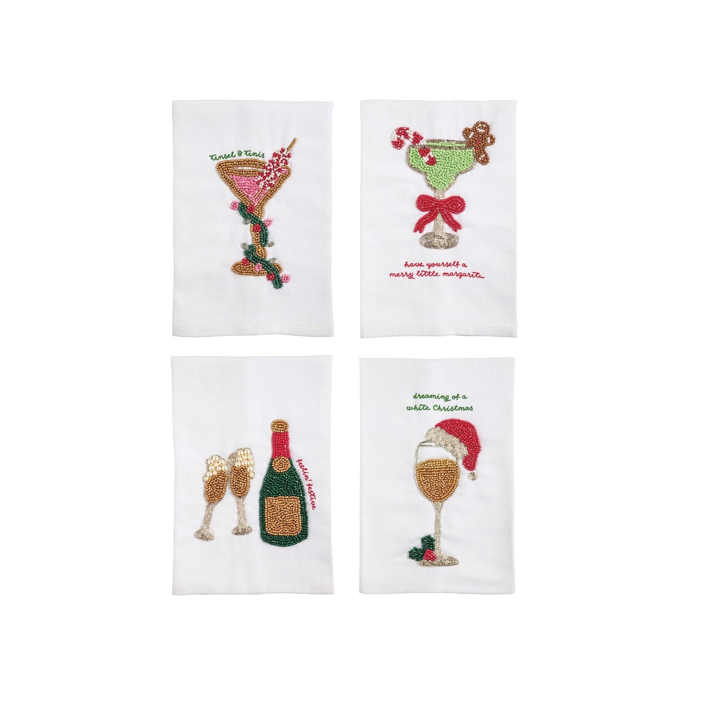 Mud Pie - Bar Towel - Beaded Cocktails - Findlay Rowe Designs
