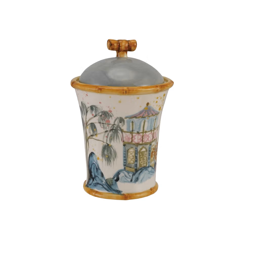Stoneware Canister - Hand-Painted Palm and Pine - Findlay Rowe Designs