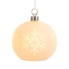 Ornament - White LED Ceramic Snowflake - Round - 4in