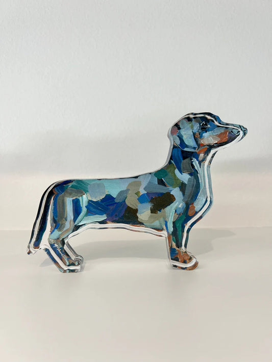 Chelsea McShane - Acrylic Block - Dachshund Blues - Mini - Findlay Rowe Designs
