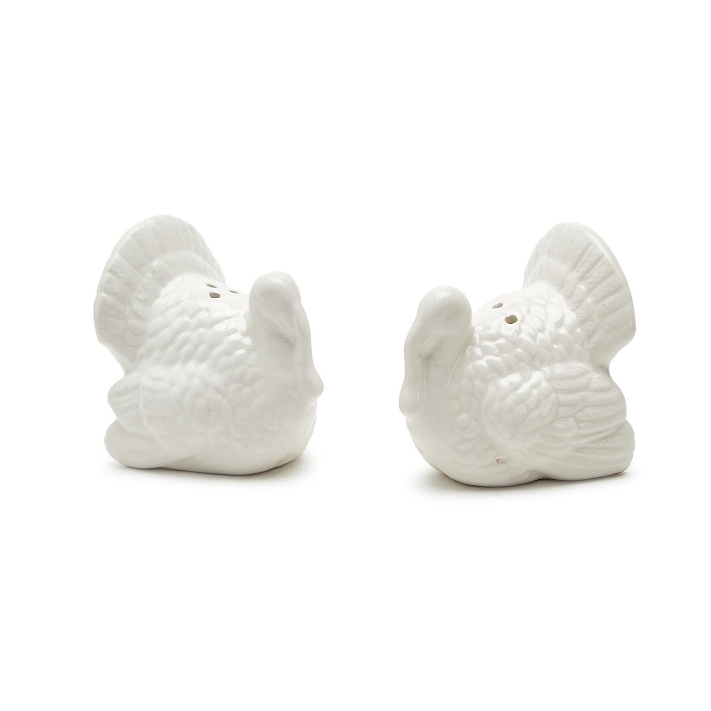 Salt and Pepper Set - White Ceramic Turkey